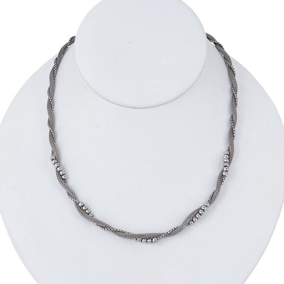 Twisted Rope Chain Necklace | 17” | 925 Italy | Vintage Sterling Silver | 14.1g - Picture 3 of 5